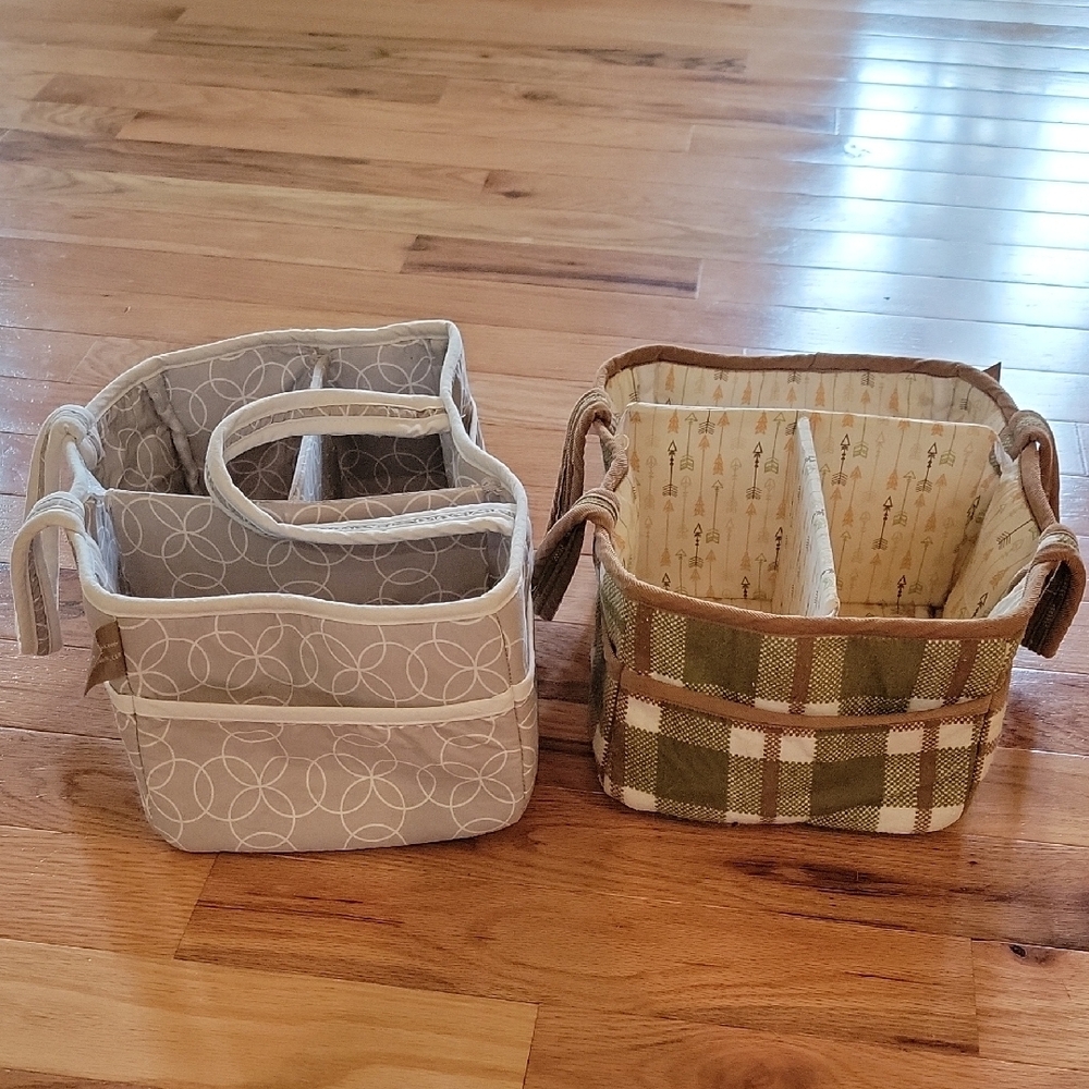 Set of Two Stylish Storage Baskets - Gray and Green